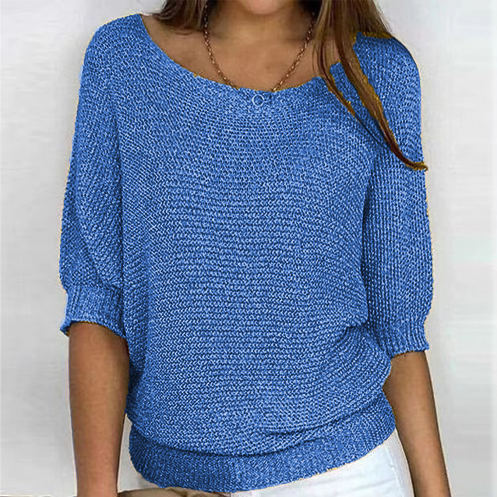 Loose Casual Crew Neck Yarn/Wool yarn Regular Sweater