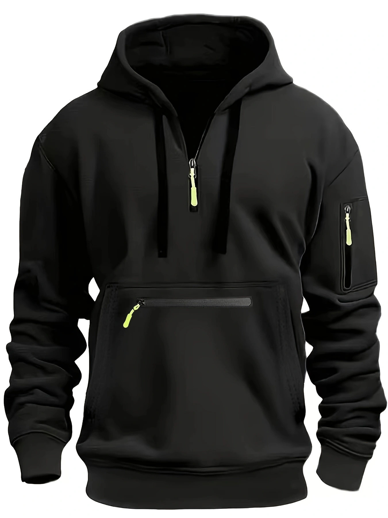 Men’s Waterproof Hooded Pullover – Sporty Half-Zip Jacket with Multi Pockets
