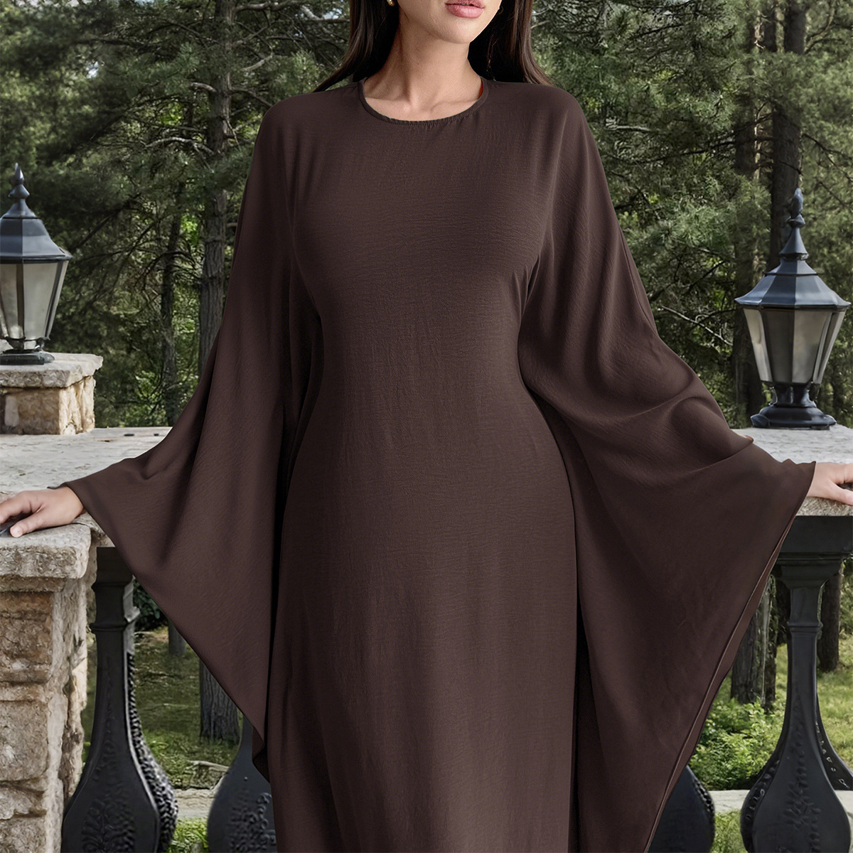 Women's Elegant Solid Color Long Sleeve Evening Dress