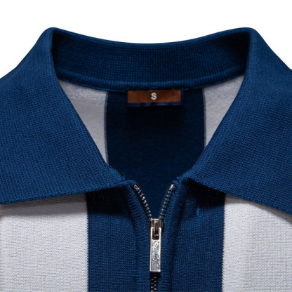 2025 Summer New Men's Knitted Short-Sleeve Polo Shirt with Turn-Down Collar