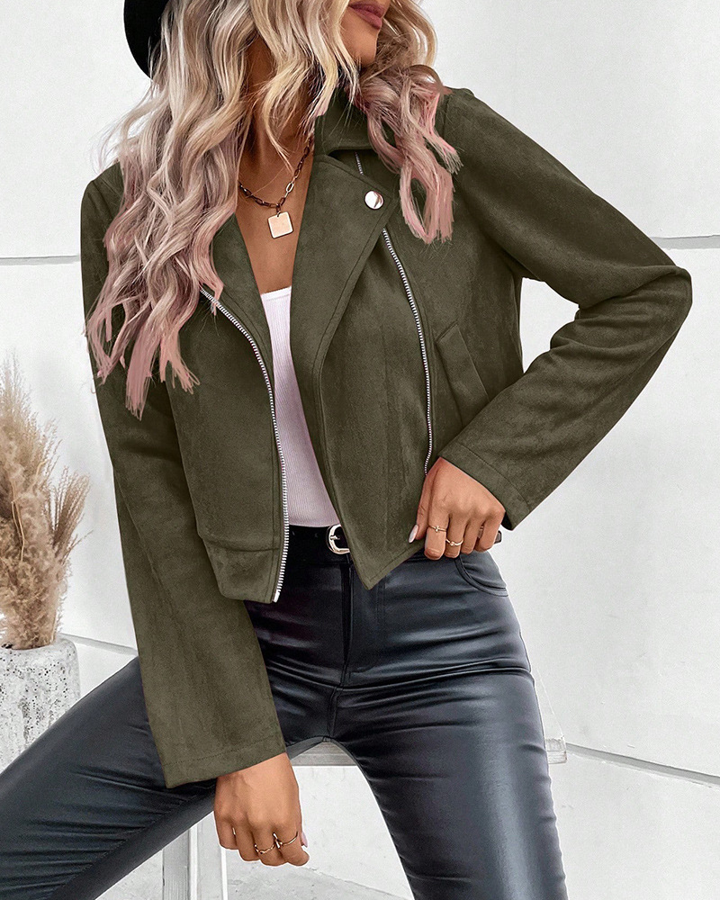 Women’s Stylish Short Suede Jacket Coat