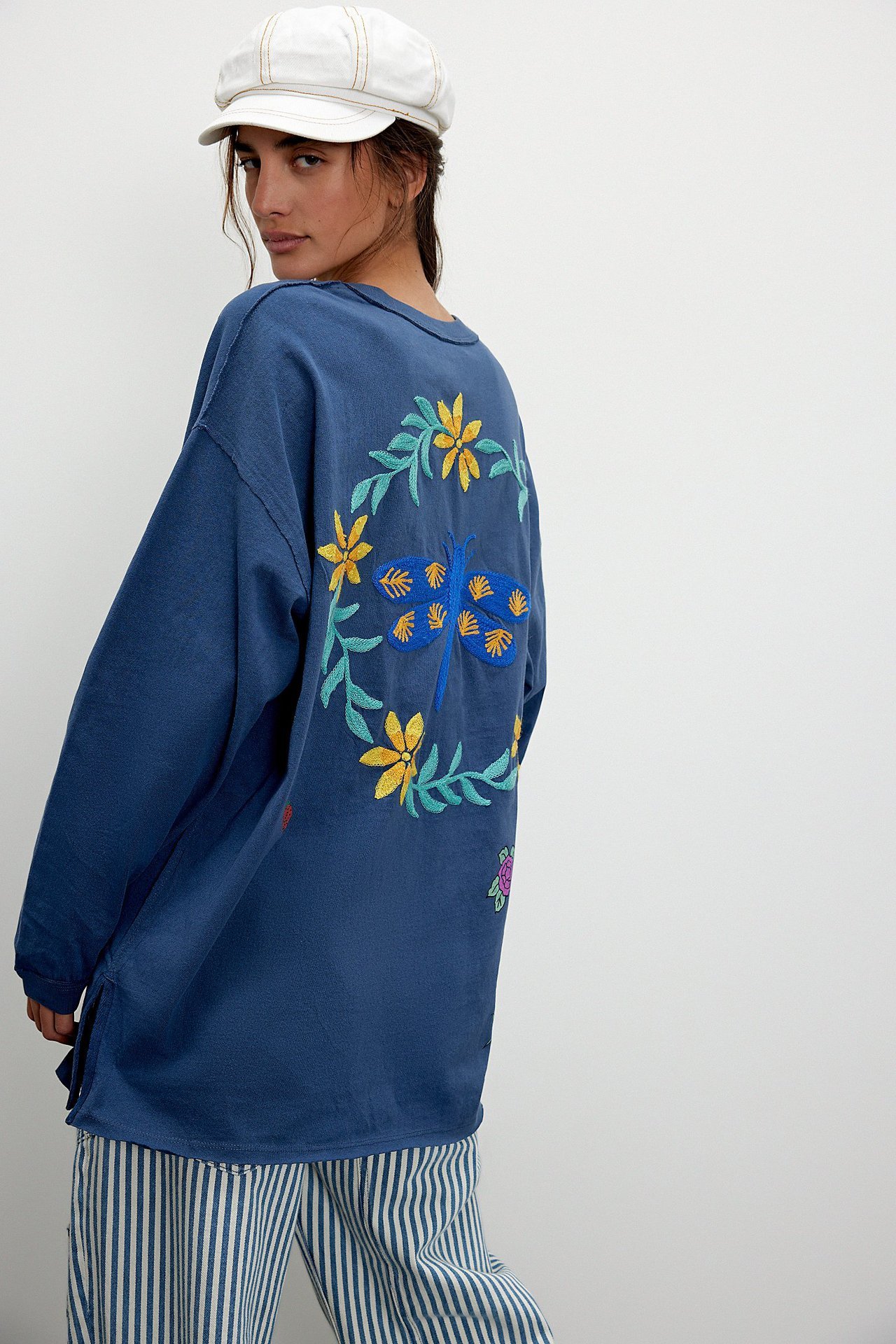 Women's Cotton Embroidered Knitted Pullover Casual Fashion Loose Sweatshirt