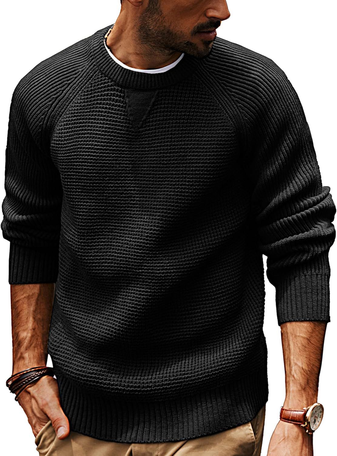 Men's Loose Casual Knit Sweater – Vintage Heavyweight Pullover