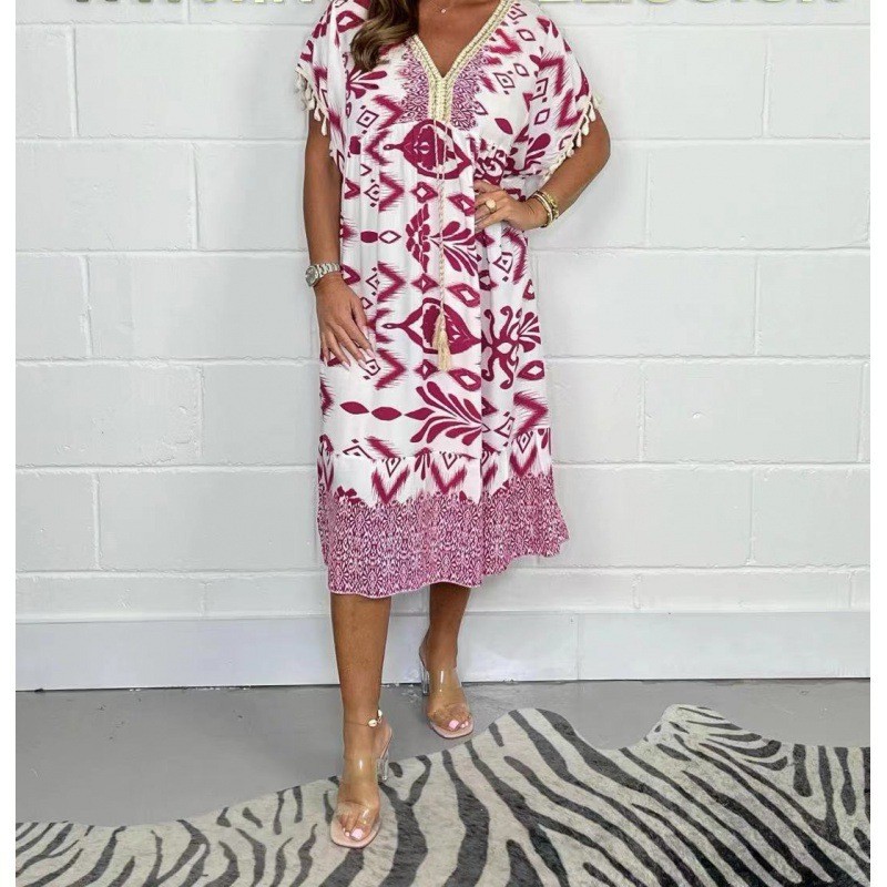 Aztec Print Tassel Dress