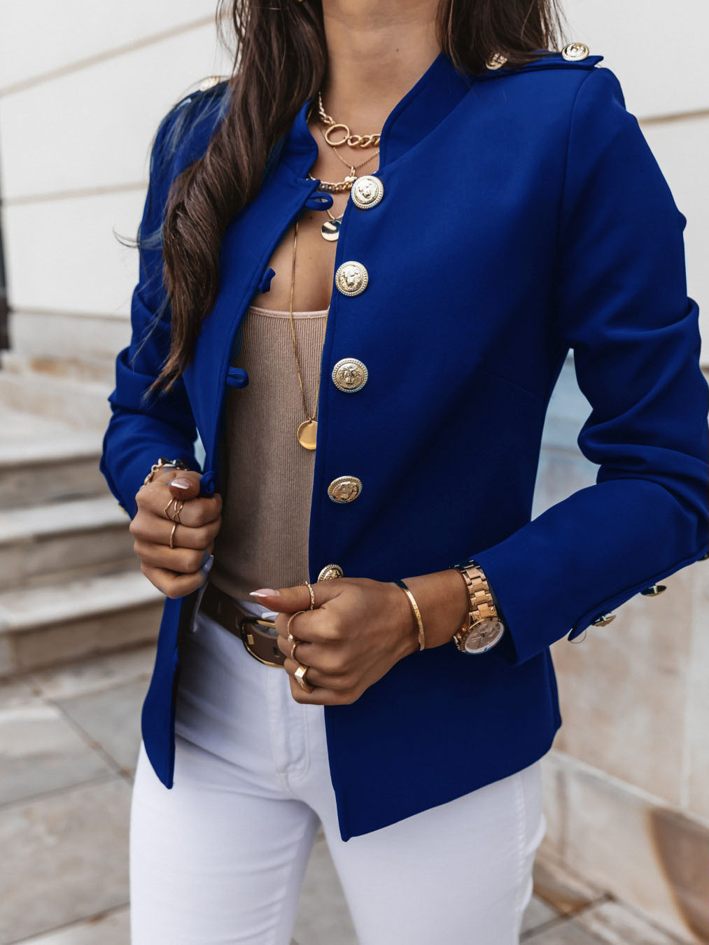 Fashion Women Long-Sleeve Single-Breasted Solid Color Blazer