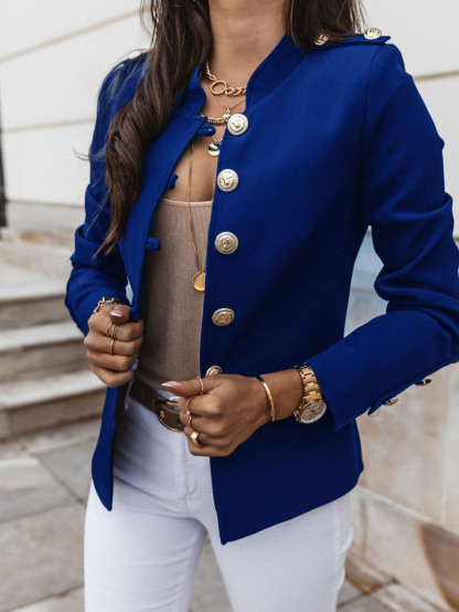 Fashion Women Long-Sleeve Single-Breasted Solid Color Blazer