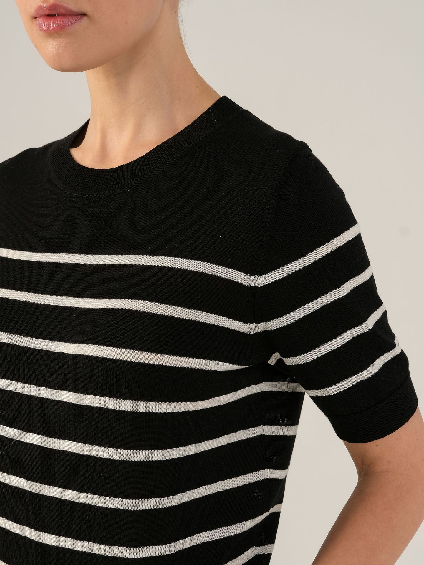 Women's Classic Striped Crew Neck Pullover Tencel Knit Top