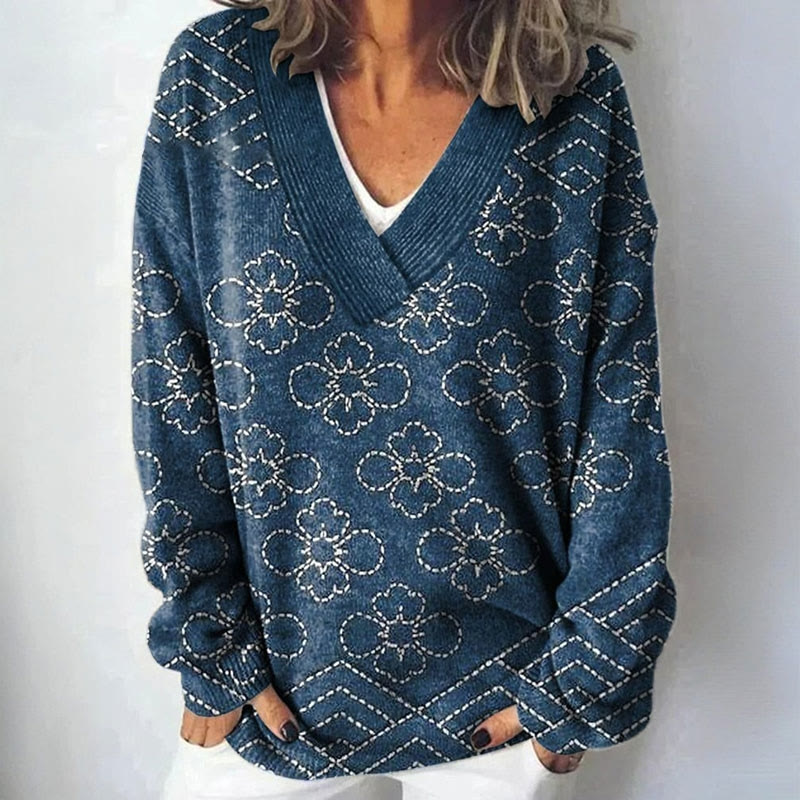 Women's Abstract Pattern Art Print Wool Sweater