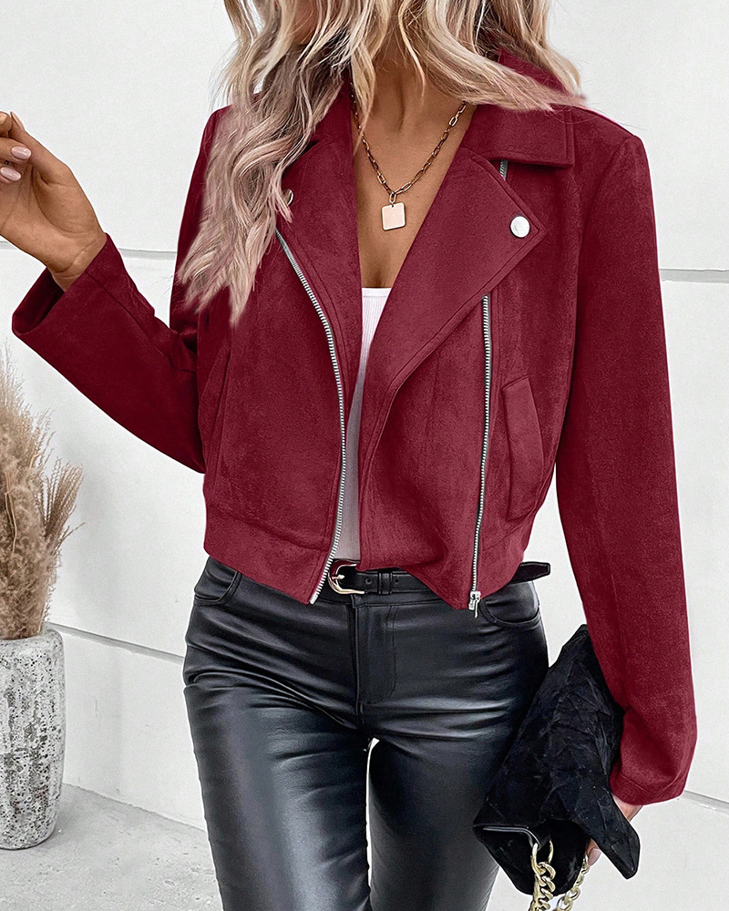 Women’s Stylish Short Suede Jacket Coat