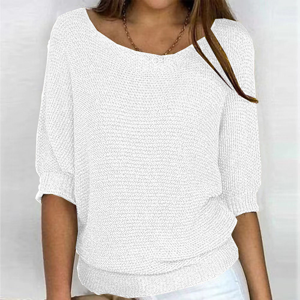 Loose Casual Crew Neck Yarn/Wool yarn Regular Sweater