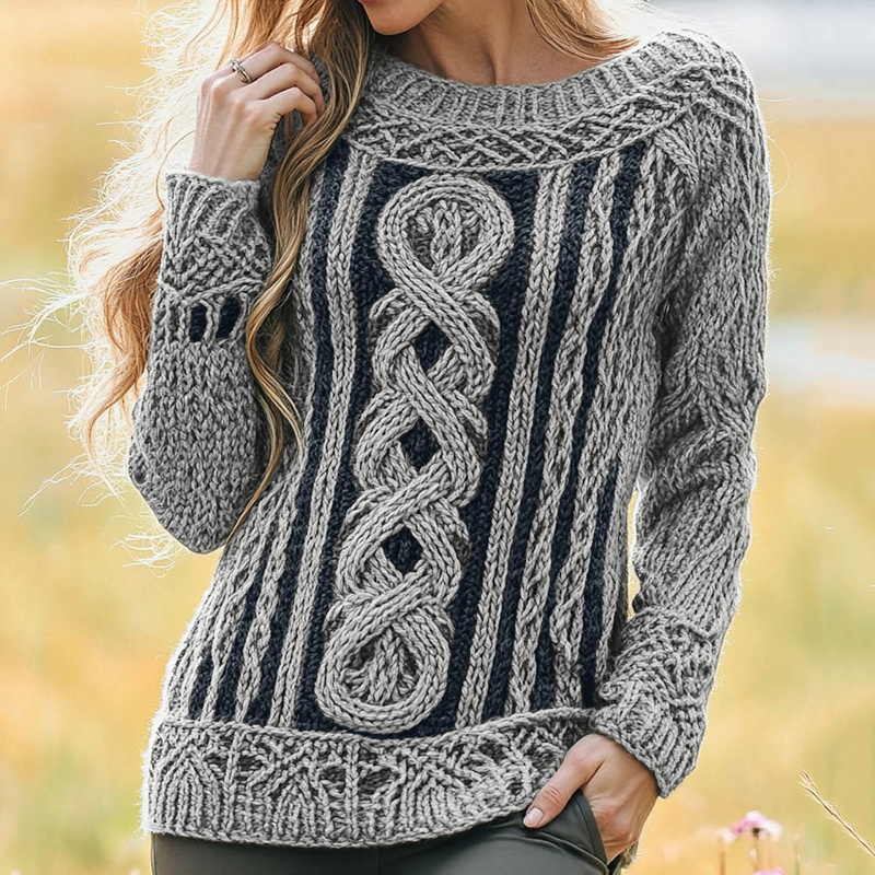 Women's Celtic Classic Knotted Contrast Jacquard Sweater