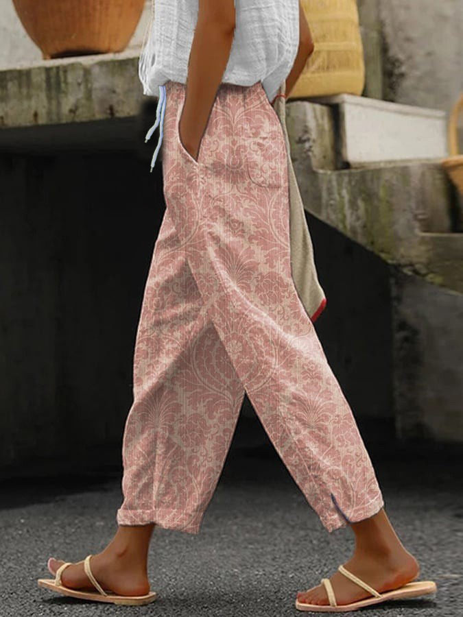 Women's Abstract Floral Print Casual Pants