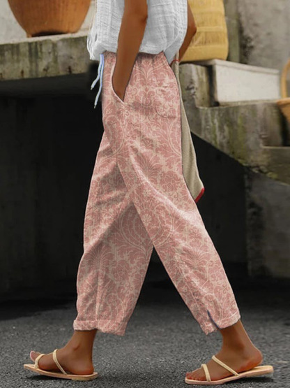 Women's Abstract Floral Print Casual Pants