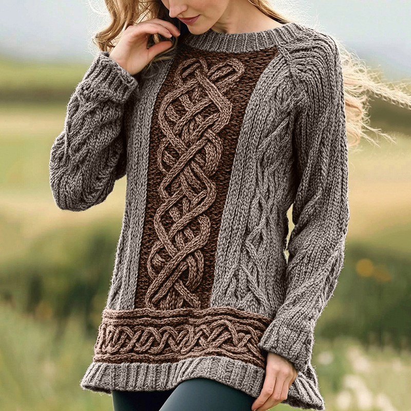 Women's Celtic Classic Knotted Contrast Jacquard Sweater