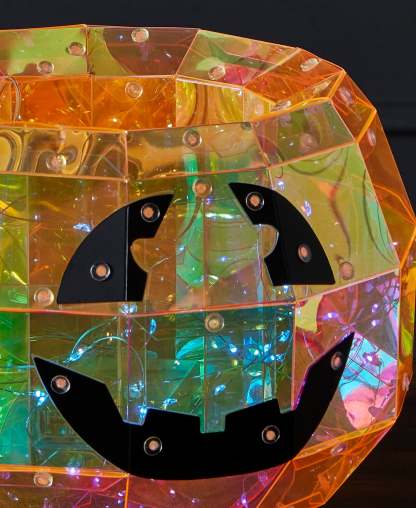 Iridescent Halloween Pumpkin Candy Box 10", LED lights