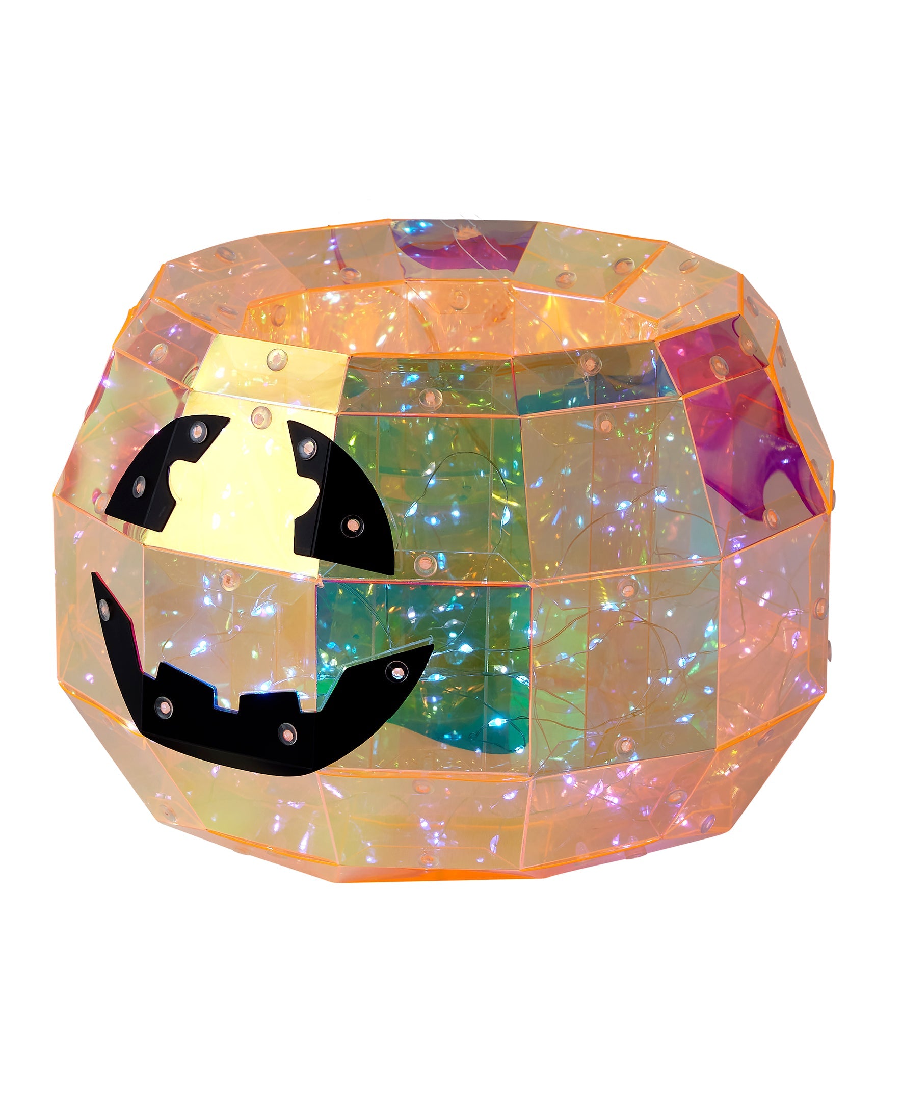 Iridescent Halloween Pumpkin Candy Box 10", LED lights