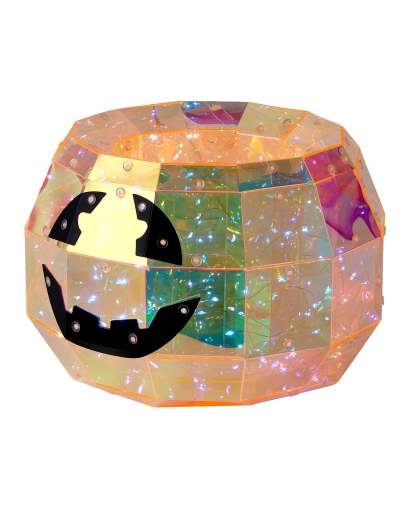Iridescent Halloween Pumpkin Candy Box 10", LED lights