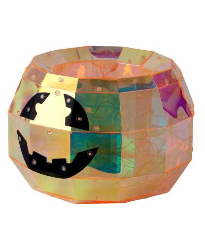Iridescent Halloween Pumpkin Candy Box 10", LED lights