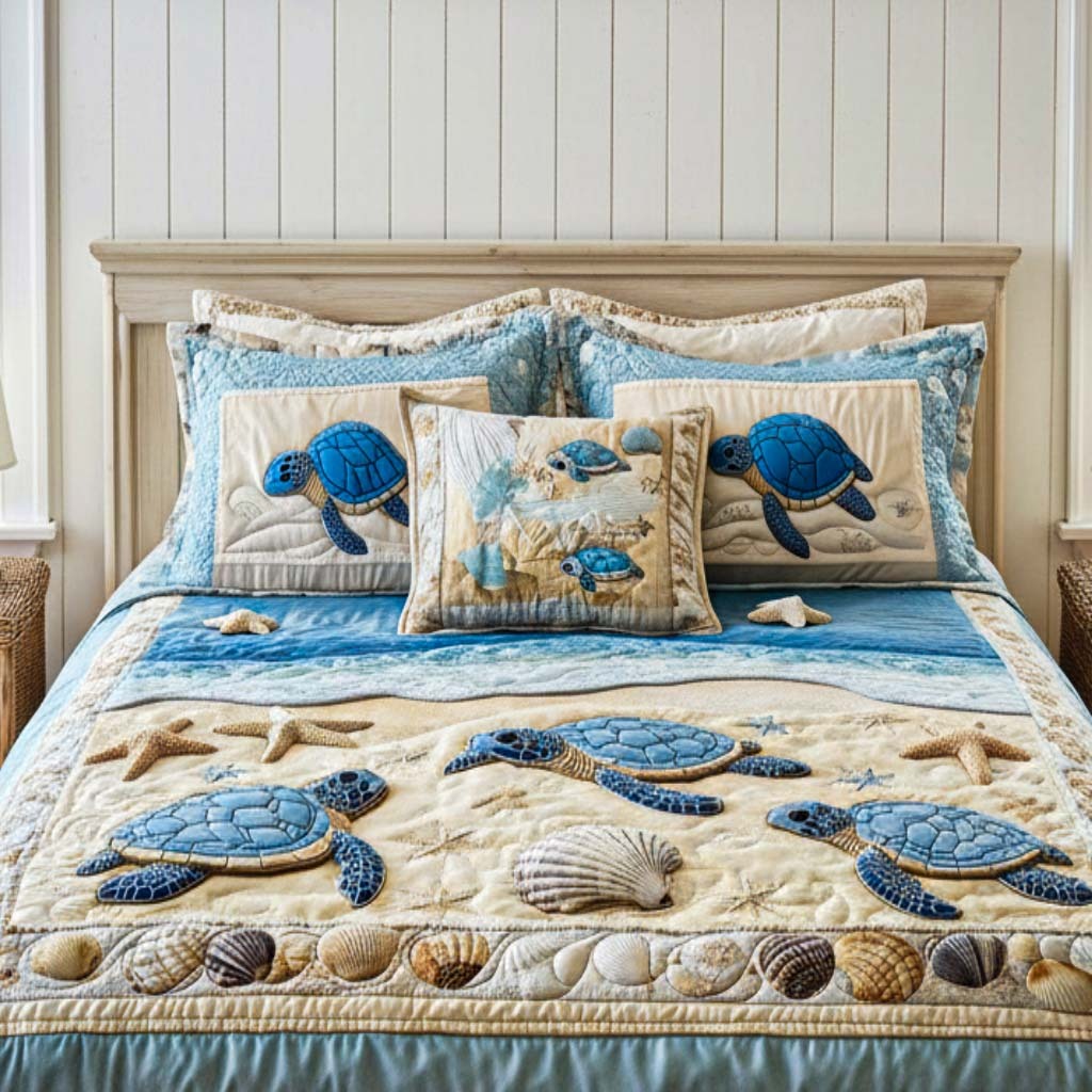 Ocean Waves 3-Piece Quilted Bedding Set NCU0NT2149