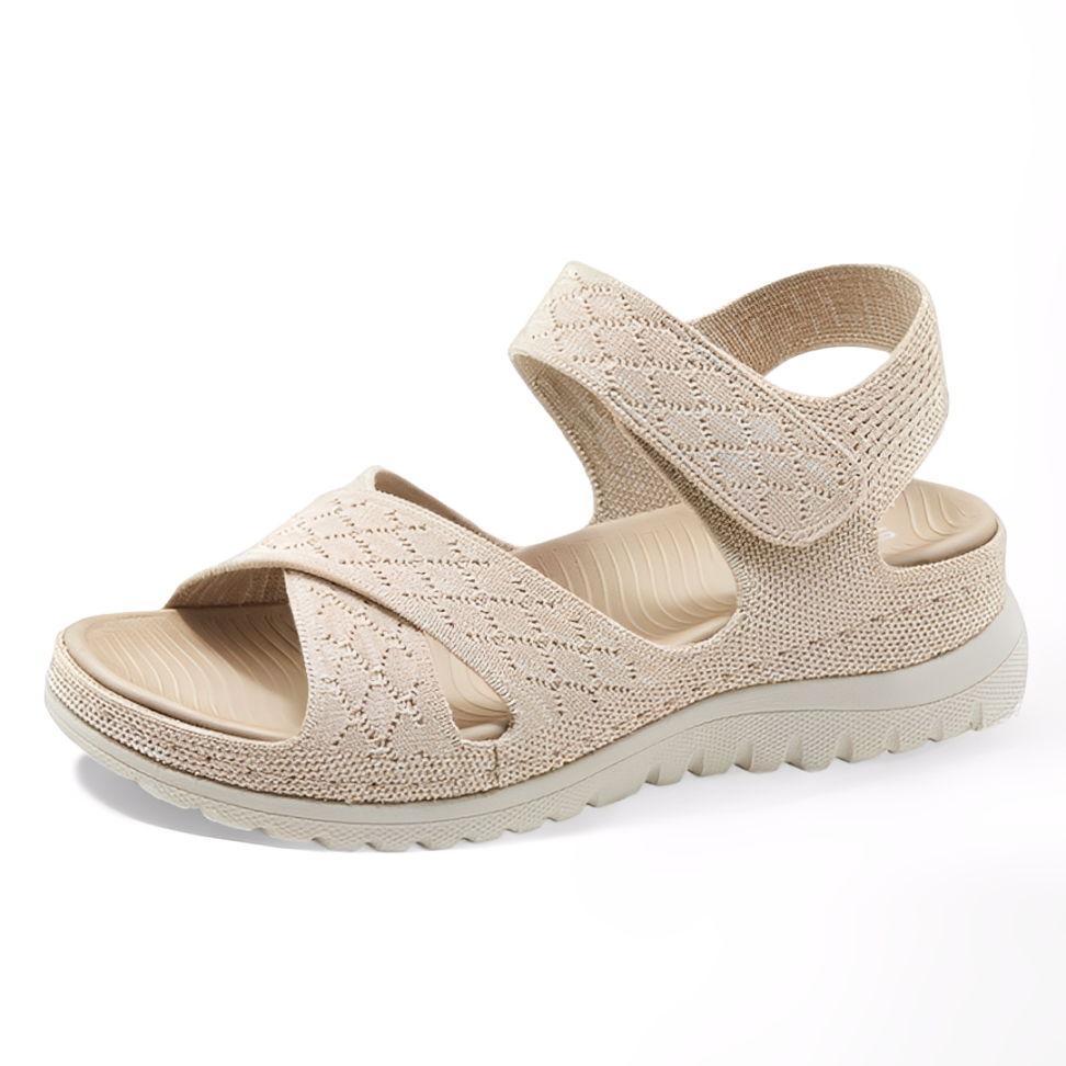 GRW Women Orthopedic Sandals Arch-support Comfortable Diamond Knit Cross Strap Elegant Design
