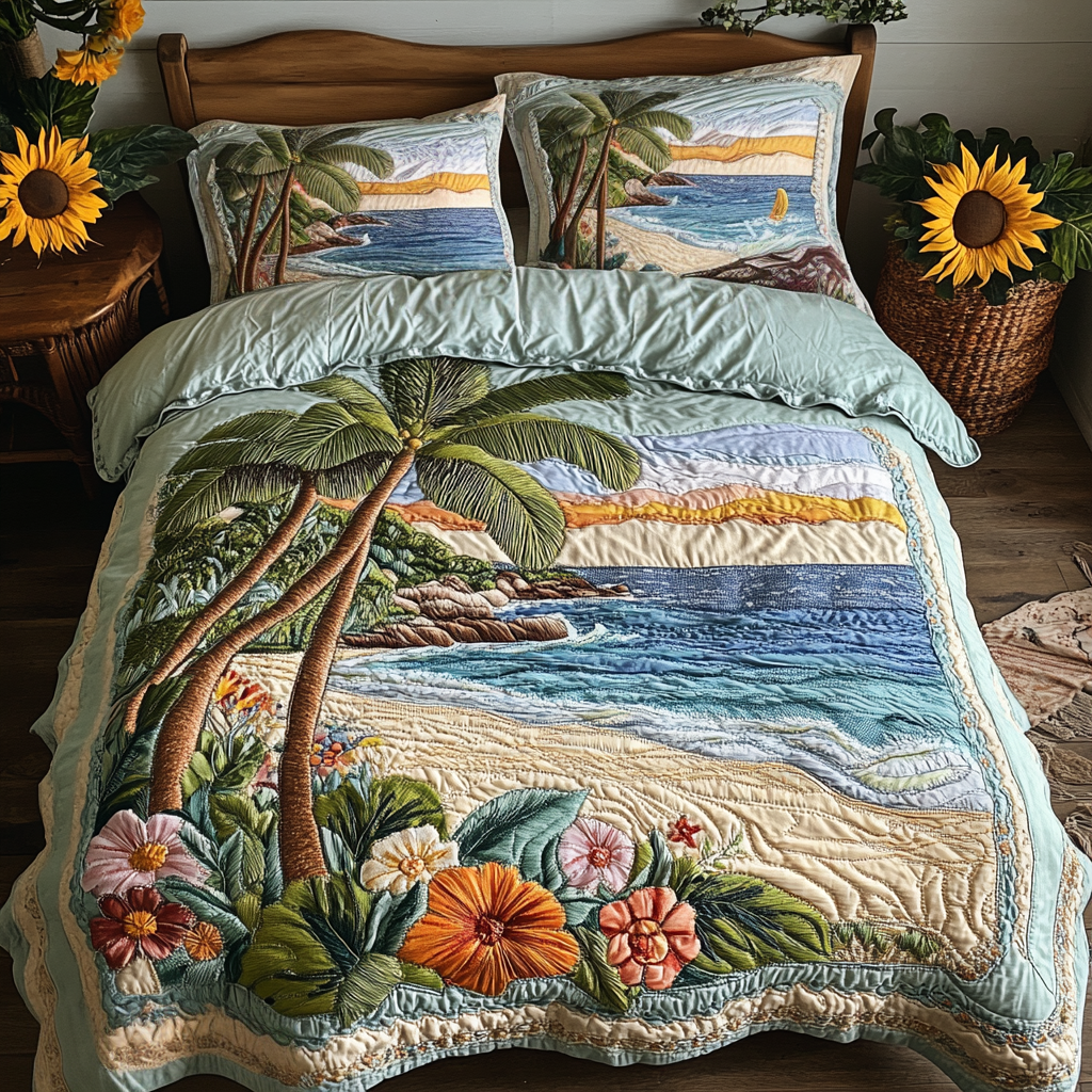 Ocean 3-Piece Quilted Bedding Set NCU0VT151