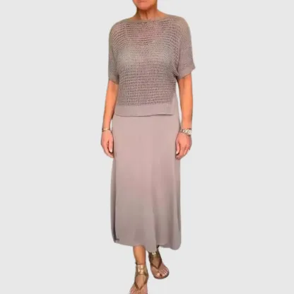 Women's Comfortable Hollow-Out Timeless Elegant Two-Piece Set, Suitable for All Occasions