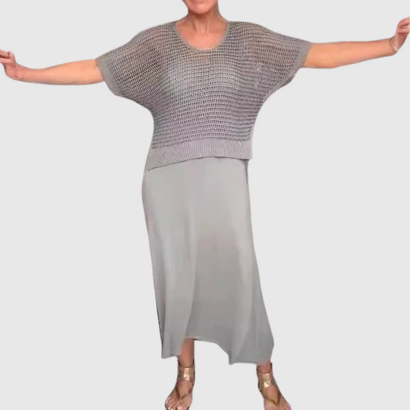 Women's Comfortable Hollow-Out Timeless Elegant Two-Piece Set, Suitable for All Occasions