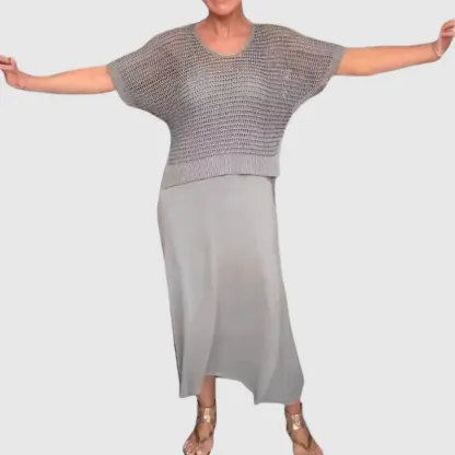 Women's Comfortable Hollow-Out Timeless Elegant Two-Piece Set, Suitable for All Occasions