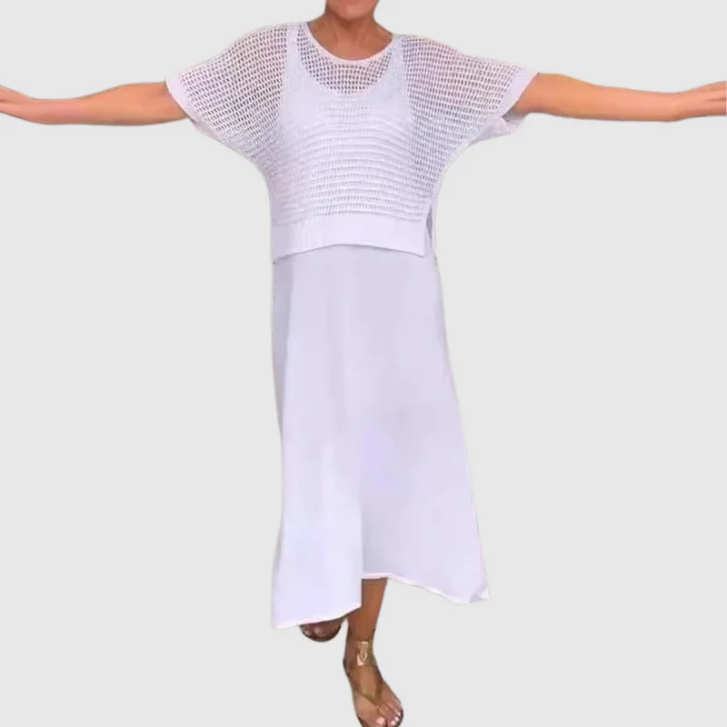 Women's Comfortable Hollow-Out Timeless Elegant Two-Piece Set, Suitable for All Occasions