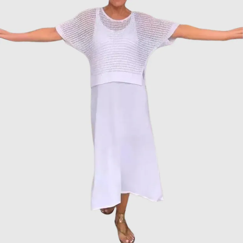 Women's Comfortable Hollow-Out Timeless Elegant Two-Piece Set, Suitable for All Occasions