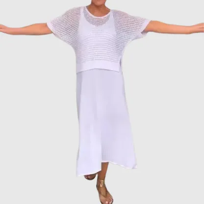 Women's Comfortable Hollow-Out Timeless Elegant Two-Piece Set, Suitable for All Occasions