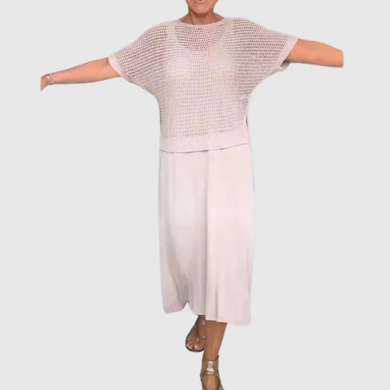 Women's Comfortable Hollow-Out Timeless Elegant Two-Piece Set, Suitable for All Occasions