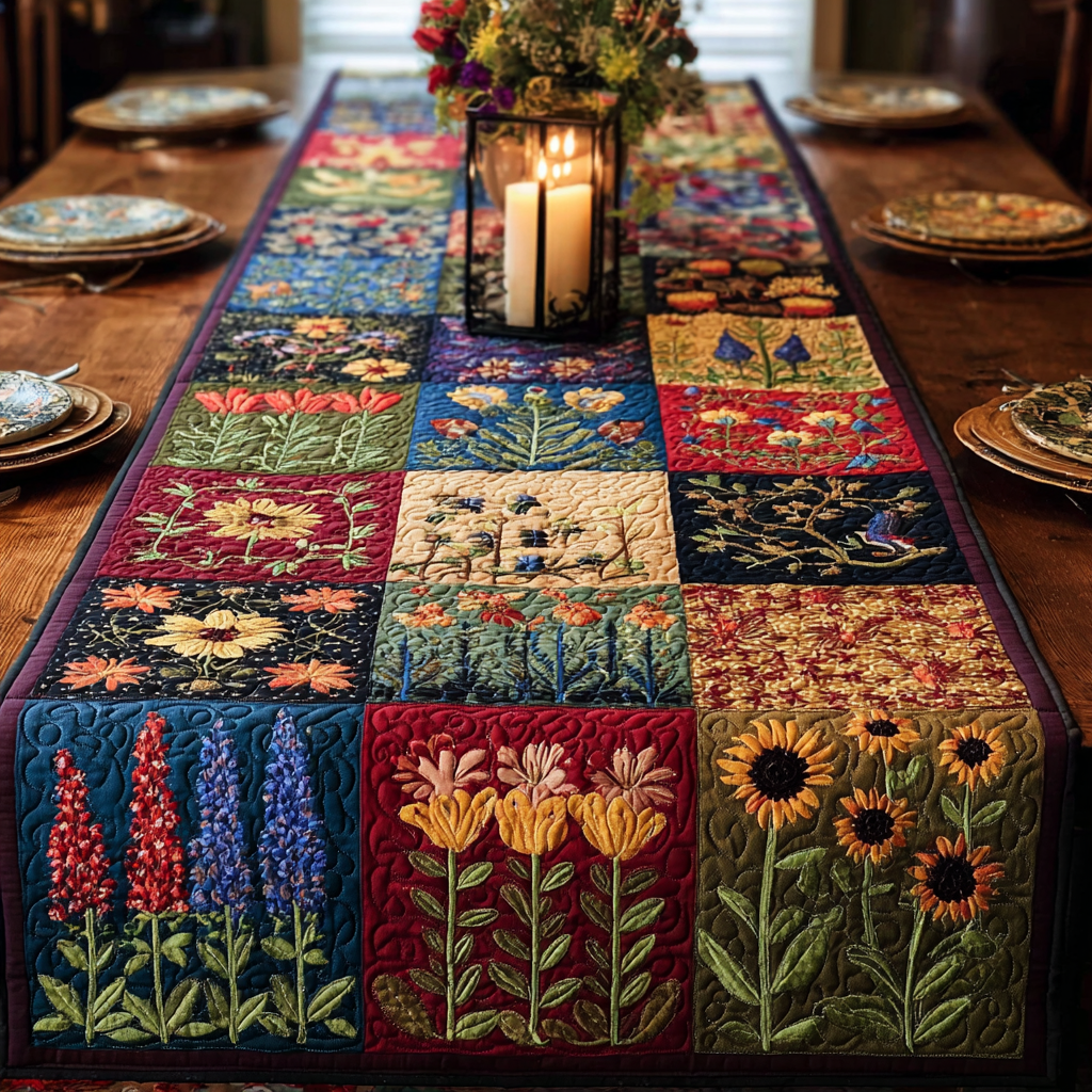 Rustic Bloom Quilted Table Runner NCU0NVH893