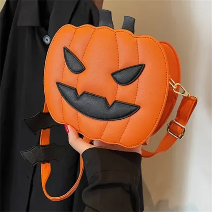 Chic Halloween Pumpkin Purse – Designer-Inspired Fall Shoulder Bag with Modern Contrast Stitching