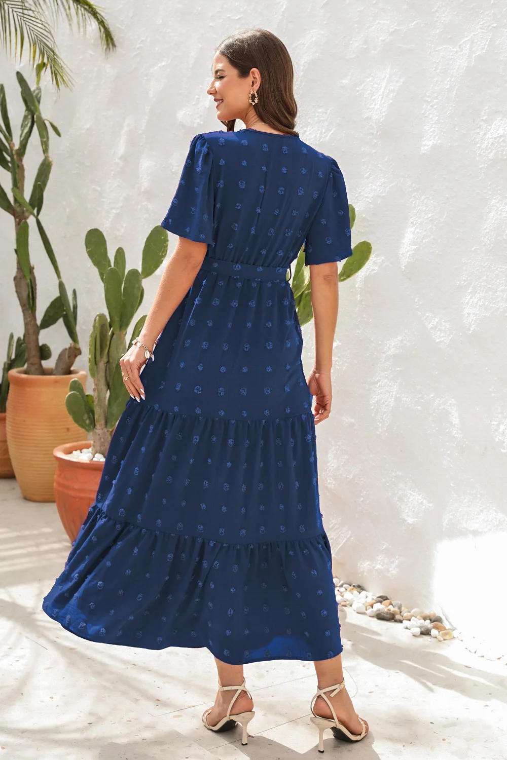 2025 Best-Selling Casual V-Neck High-Waist Belted Maxi Dress
