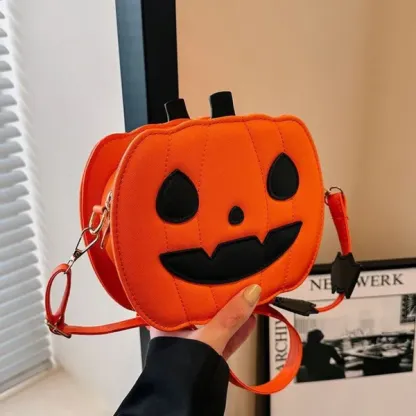 Chic Halloween Pumpkin Purse – Designer-Inspired Fall Shoulder Bag with Modern Contrast Stitching