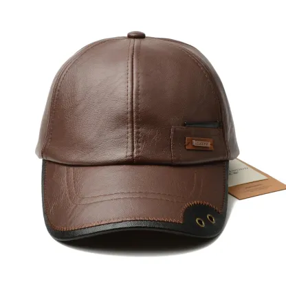 Men’s Leather Cap – Classic PU Baseball Hat