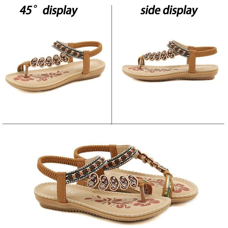 Walking Women Sandals Anti-rubbing Flat Vintage Flip-flops Rubber Summer Casual