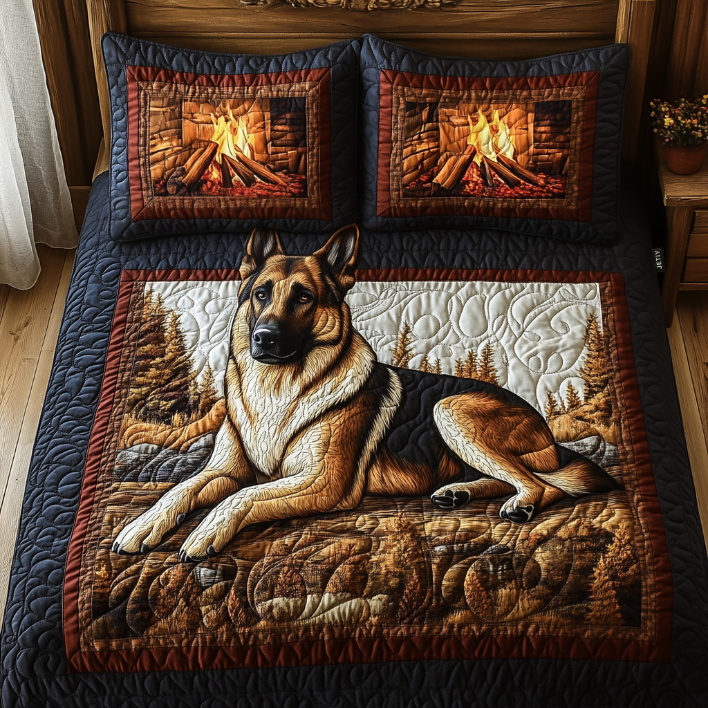 German Shepherd 3-Piece Quilted Bedding Set NCU0VT132
