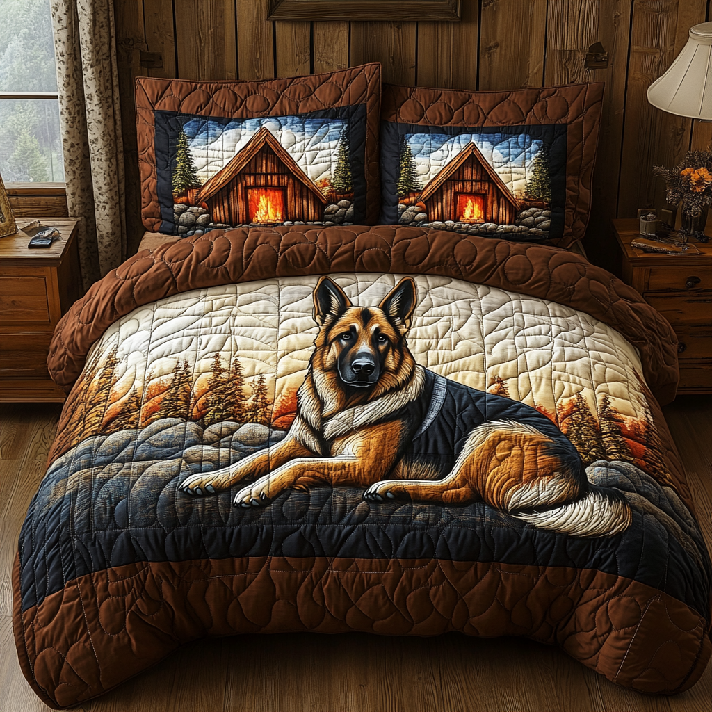 German Shepherd 3-Piece Quilted Bedding Set NCU0VT132