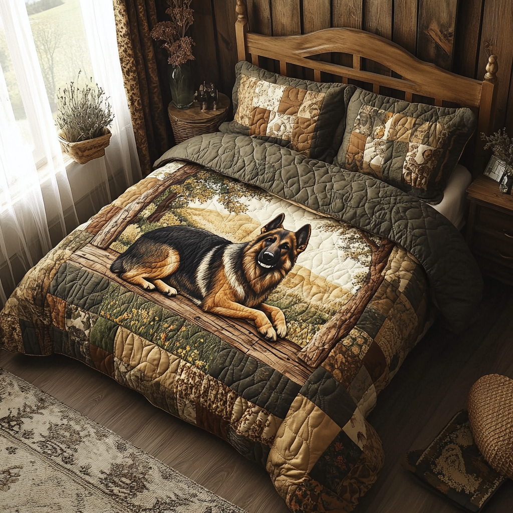 German Shepherd 3-Piece Quilted Bedding Set NCU0VT132