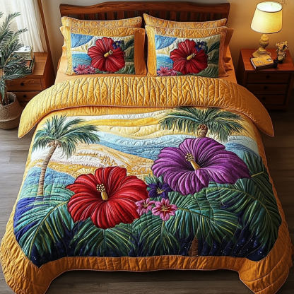 Hibiscus 3-Piece Quilted Bedding Set NCU0VT135