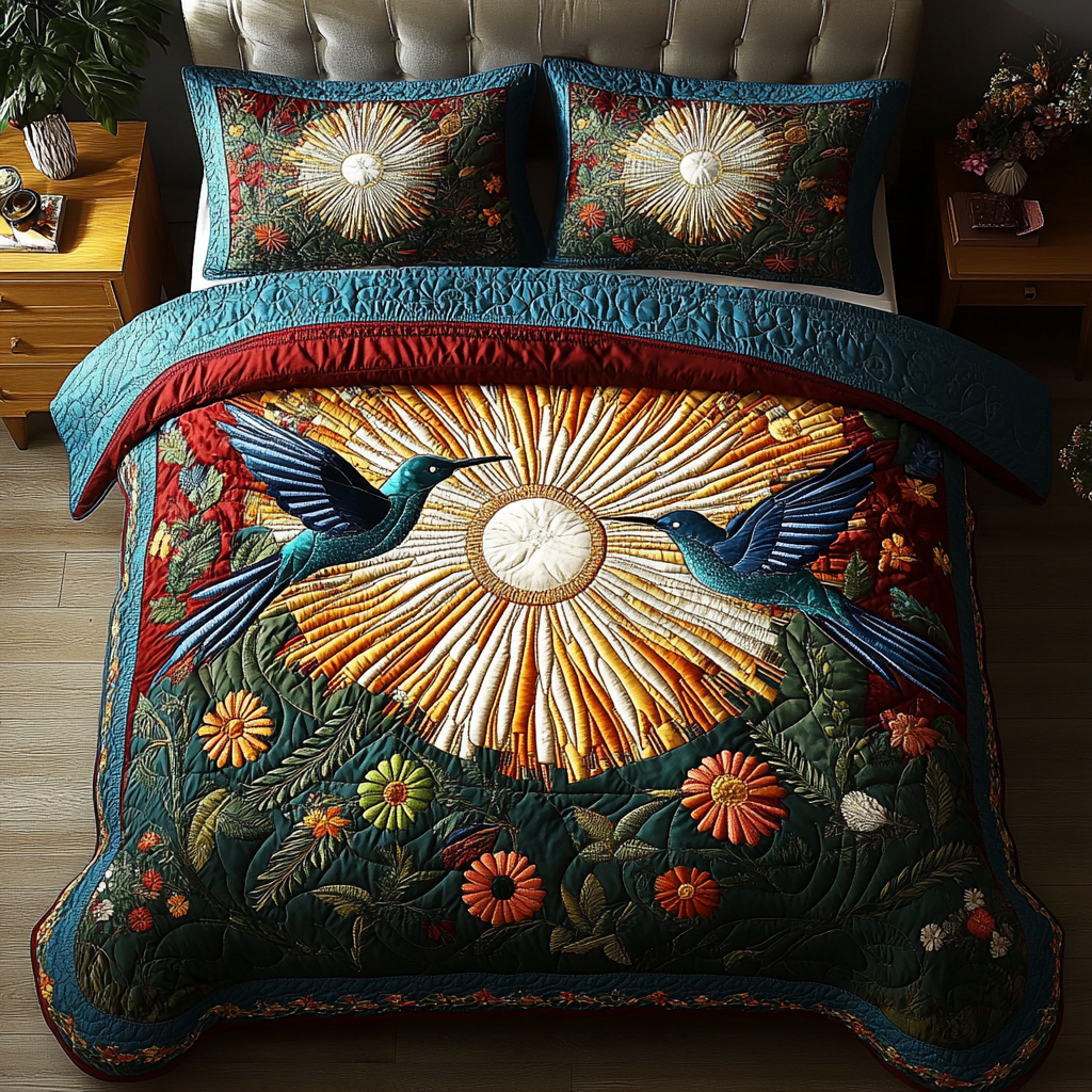 Hummingbird Quilted Bedding Set NCU0VT105