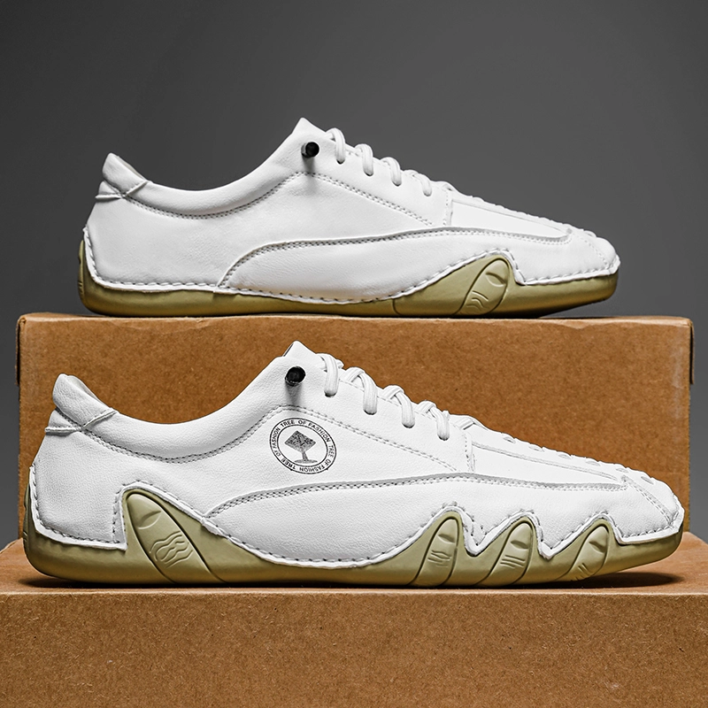 (🎁Free Orthotic Insoles🔥)Men’s Handmade Premium Cowhide Leather Lace-Up Dress Shoes with Arch Support, Breathable for Summer Walking & Driving