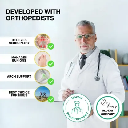  Men's Orthopedic Genuine Leather Shoes for Diabetics, Arch Support Hiking Shoes for Plantar Fasciitis