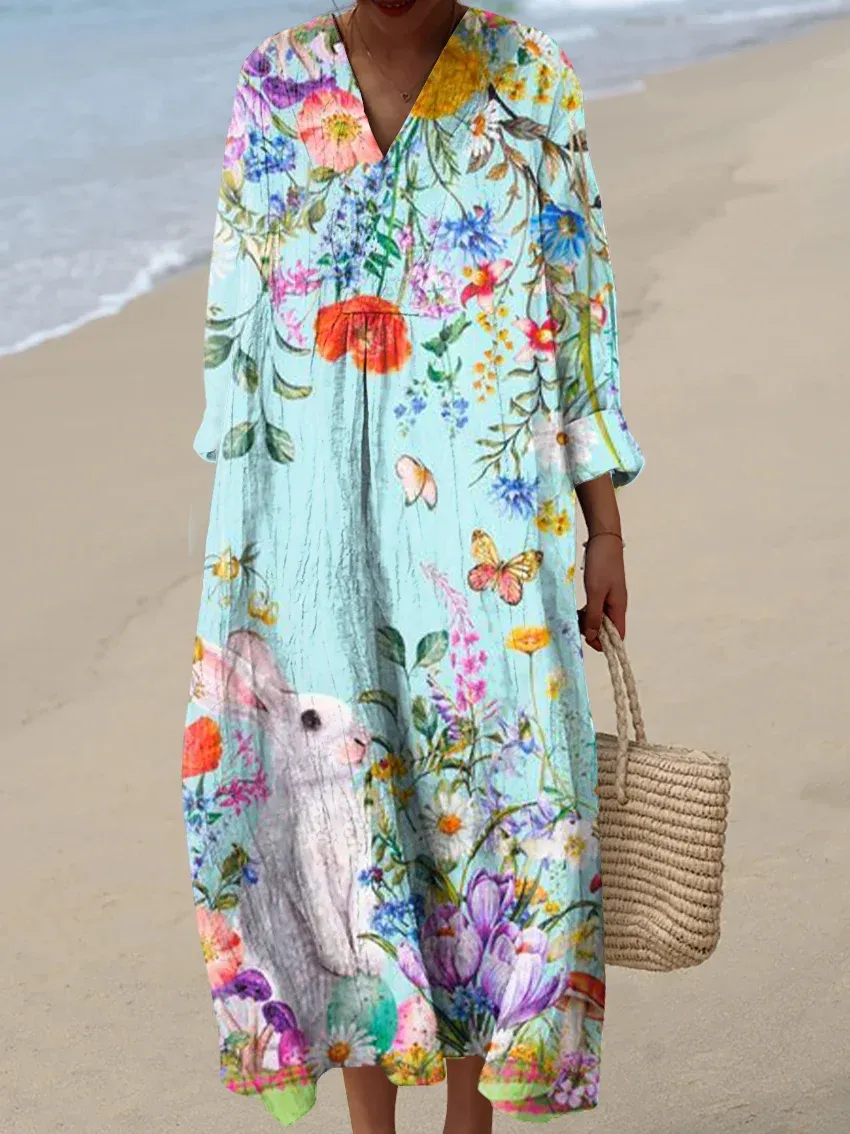 Women's Abstract Pattern Art Print Cotton Dress - Series8