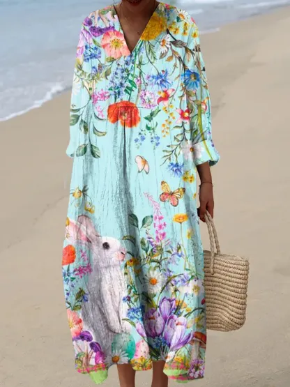 Women's Abstract Pattern Art Print Cotton Dress - Series8