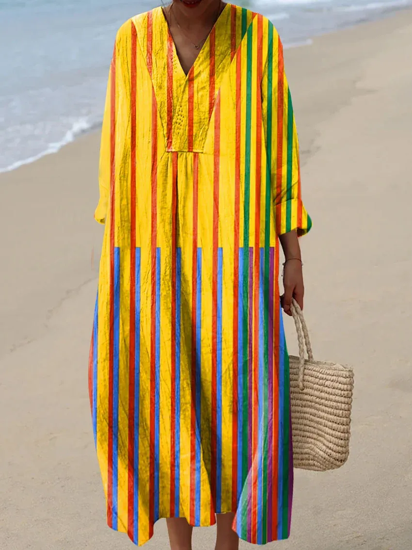 Women's Abstract Pattern Art Print Cotton Dress - Series9