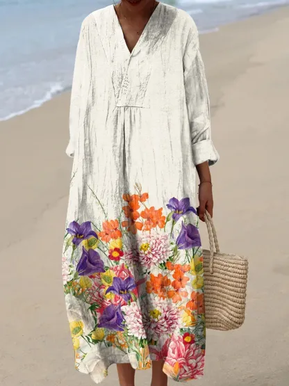 Women's Abstract Pattern Art Print Cotton Dress - Series9