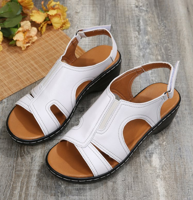 2025 Summer Women Wedge Sandals, Premium Leather Orthopedic Sandals